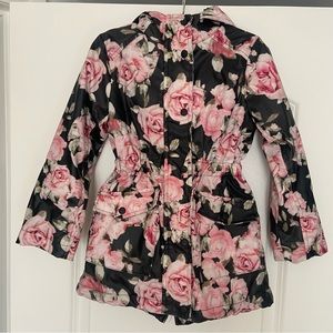 Urban republic girls collection 4T jacket coat faux fur lining black floral rose